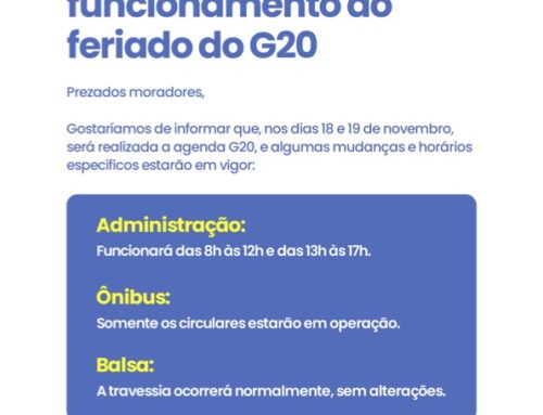 Horários feriados G-20