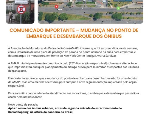 Comunicado importante – Mudança no ponto de embarque e desembarque dos ônibus
